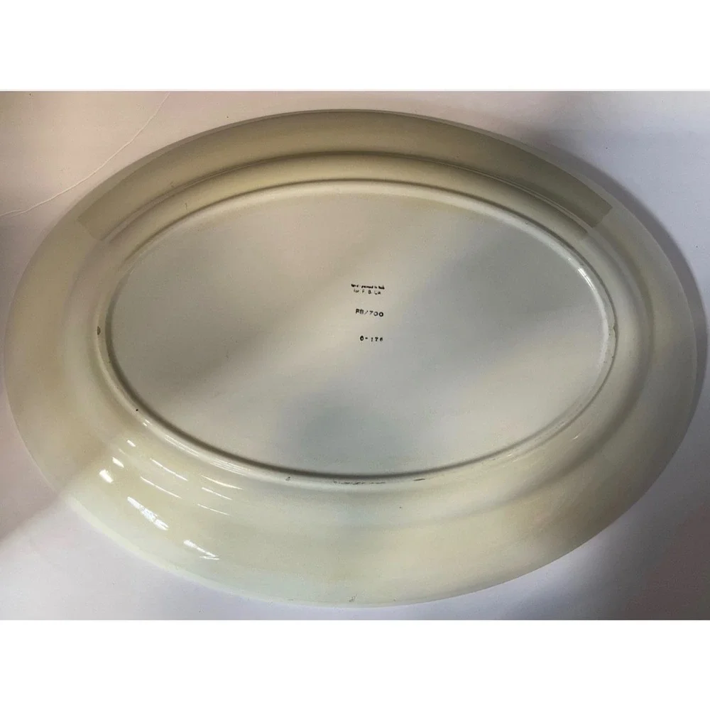 FB Co Italy Hand Painted Turkey Platter Large Oval Thanksgiving Serving Dish